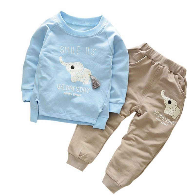 LilliPhant kids Baby Boy Cotton Suit (T-shirt + Pants) - Available in Blue and Green!