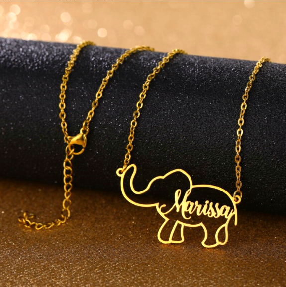LilliPhant Name Necklace Personalized Stainless Steel Necklace for Women Lover's  Elephant Pendant Nameplate Necklaces Women Gothic Jewelry