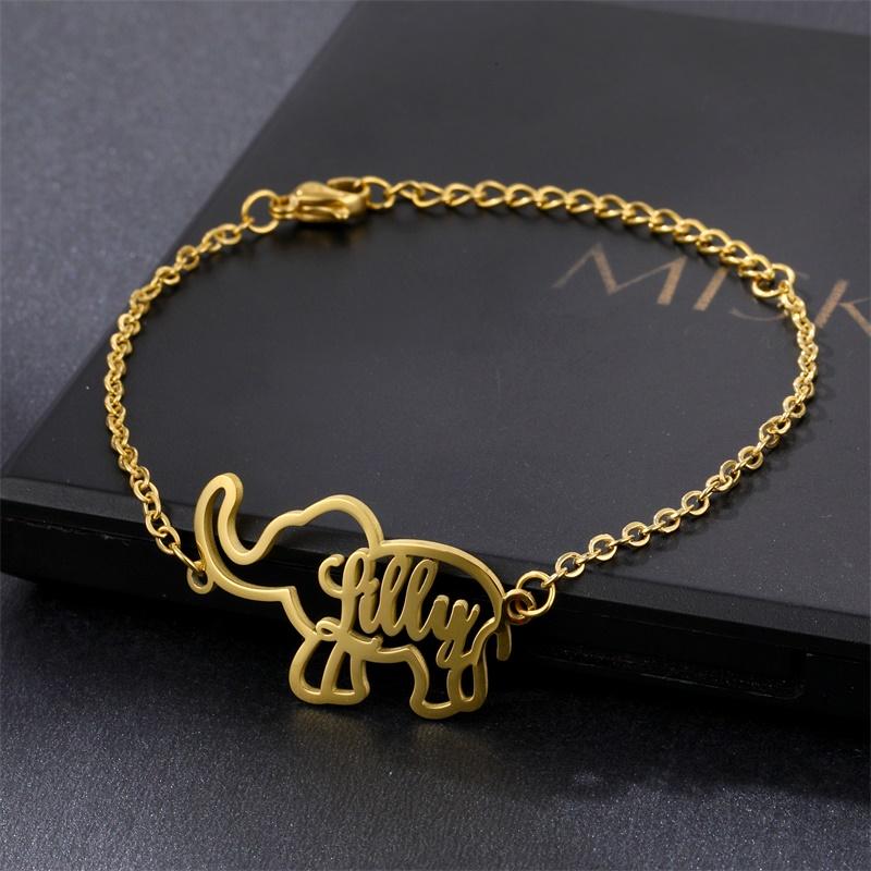 M Initial Bracelet for Women Gifts - Elephant Bracelet Inspirational  Expandab