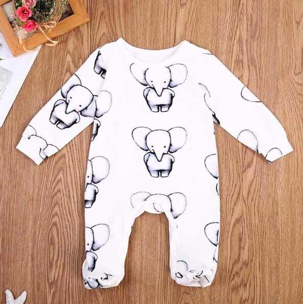 Newborn Little Elephant Printed Soft Cotton Jumpsuit