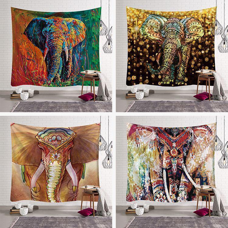 Indian Elephant Print Wall Hanging Carpet