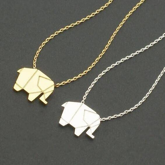 LilliPhant necklace Origami Style Elephant Necklace - Gold or Silver Plated!