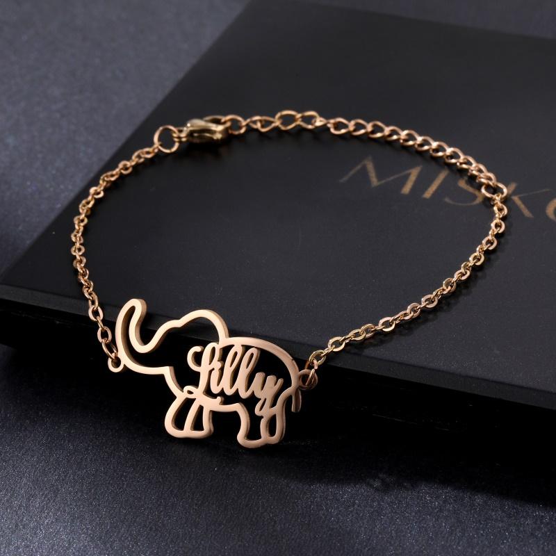 M Initial Bracelet for Women Gifts - Elephant Bracelet Inspirational  Expandab